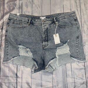 Good American Blue Distressed Jean Shorts